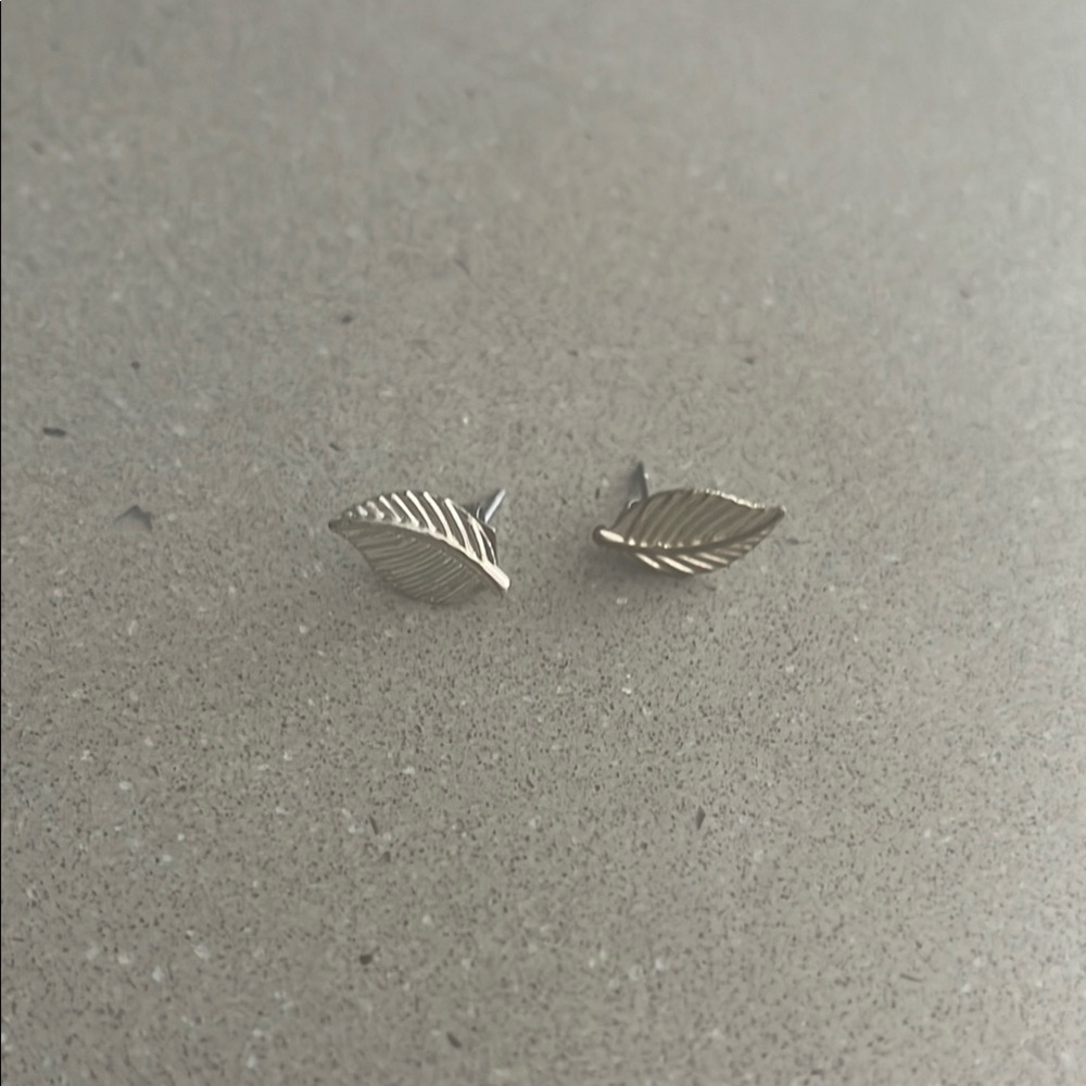 Silver Leaf Stud Earrings